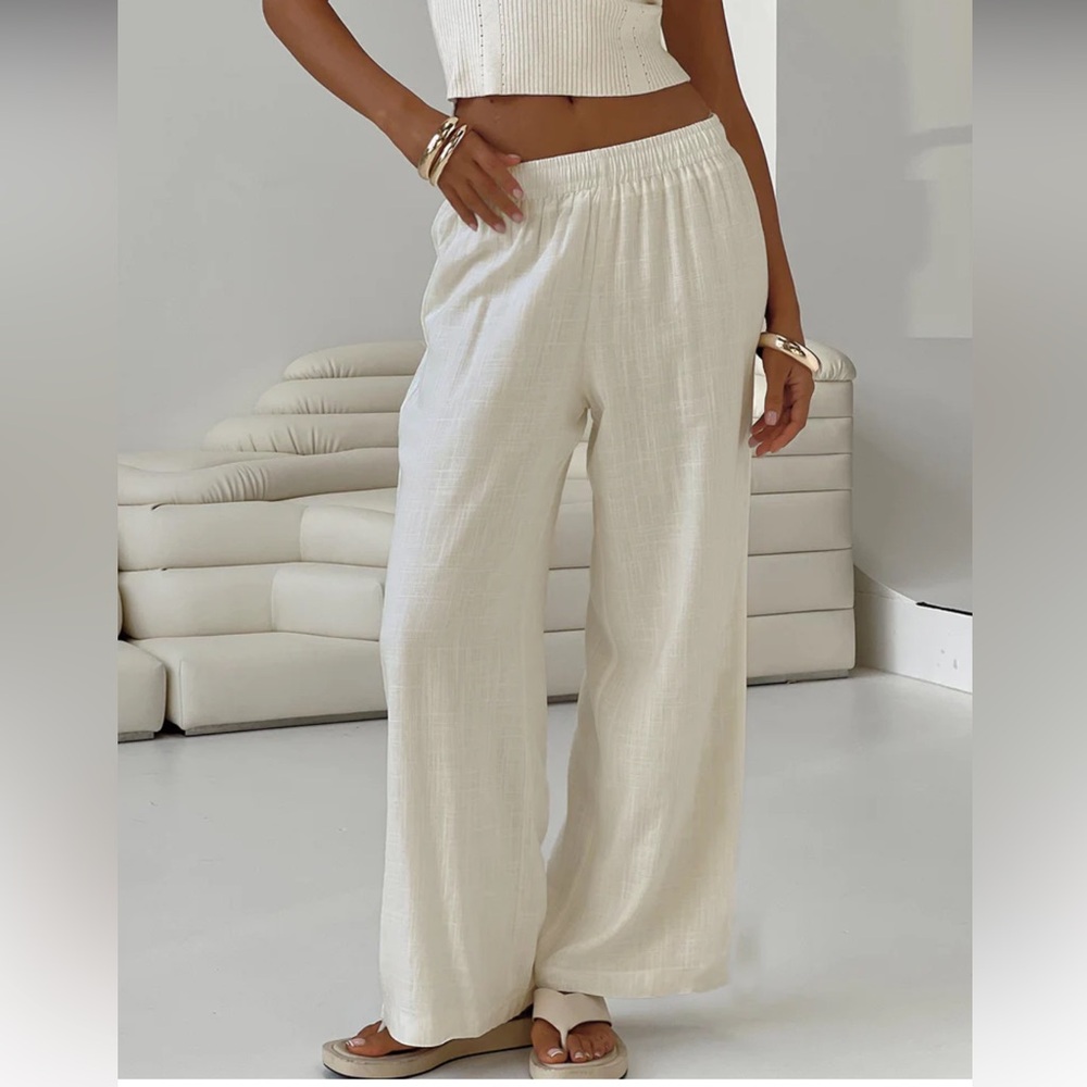 LOUIS LINEN BLEND PANTS OFF WHITE